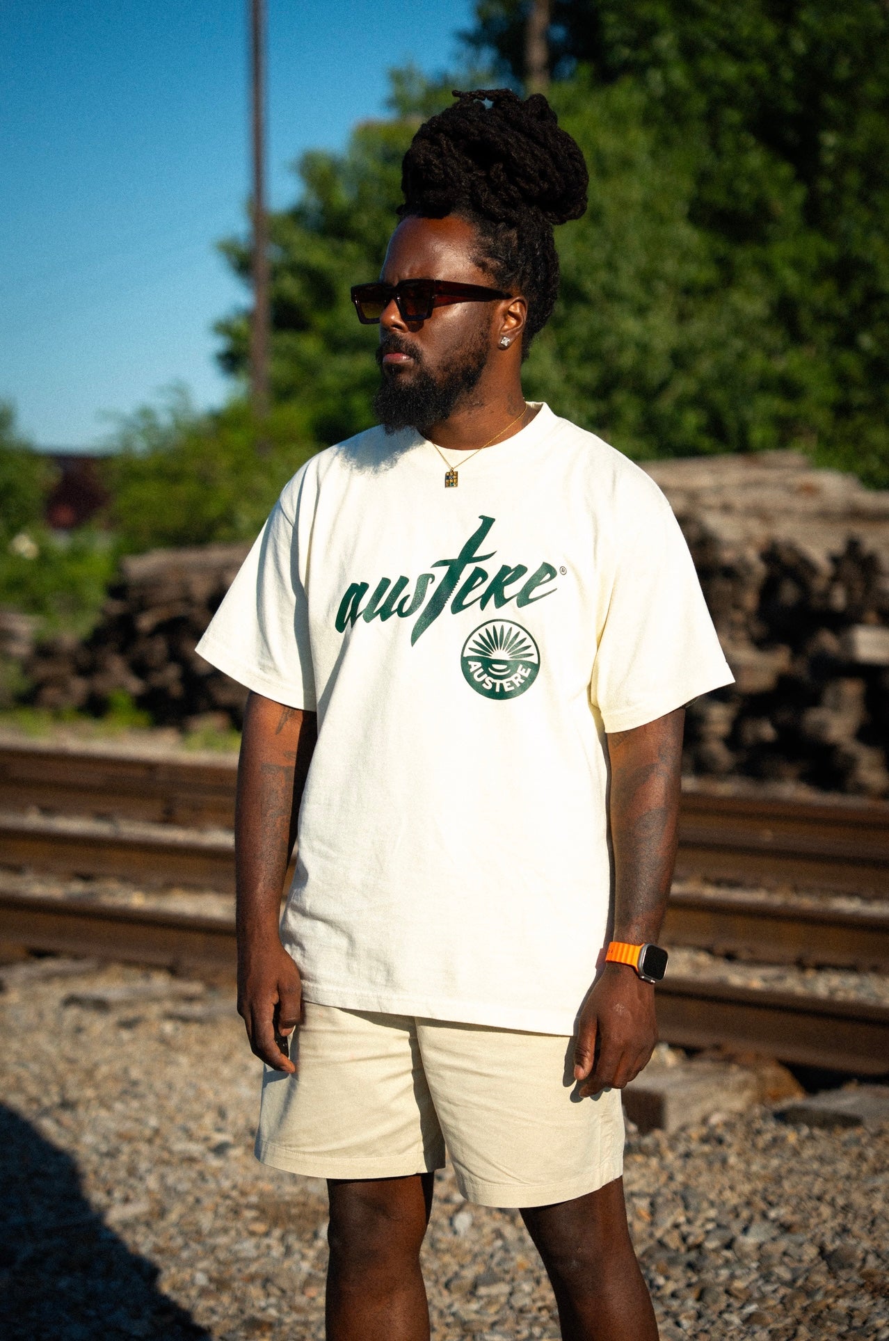 Austere Box Shirt (Ecru & Pine)